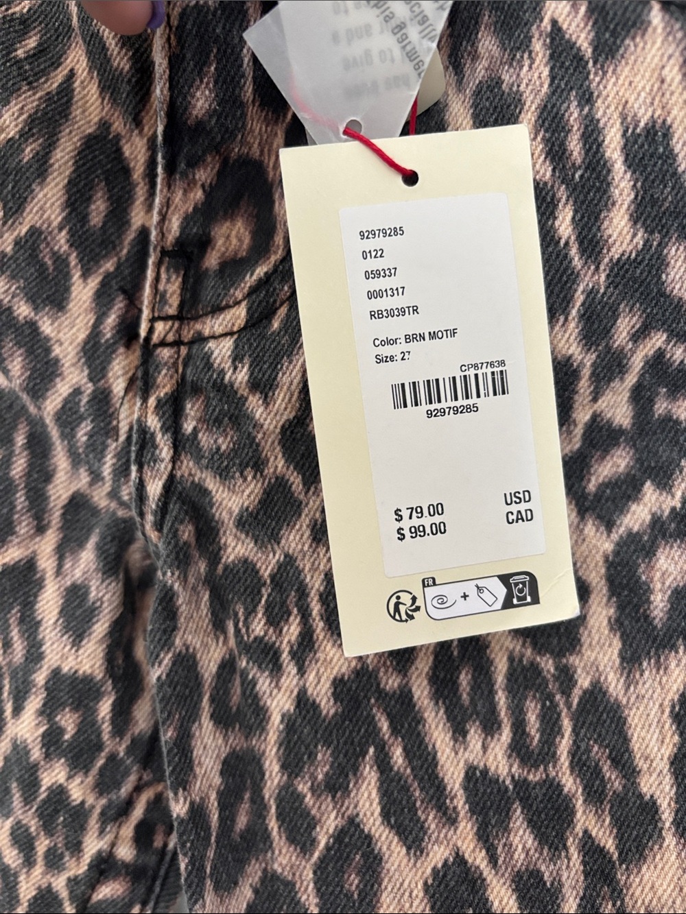 BDG Leopard-Print Wide Leg Boyfriend Kayla Jean. Urban Outfitters. SIZE 27W. NEW - Picture 9 of 9